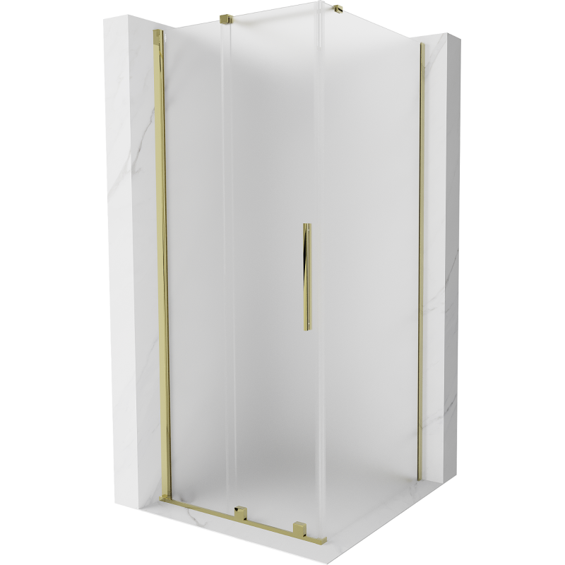 Mexen Velar tolóajtós zuhanykabin 90 x 90 cm, jégvirág, arany - 871-090-090-31-50