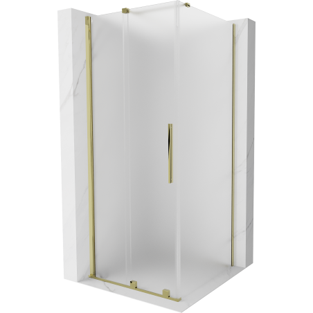 Mexen Velar tolóajtós zuhanykabin 90 x 90 cm, jégvirág, arany - 871-090-090-31-50