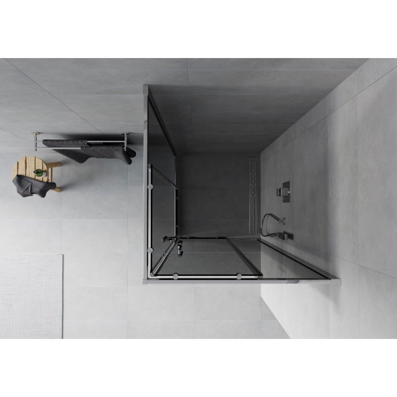 Mexen Rio cabină de duș pătrată 70 x 70 cm, grafit, crom - 860-070-070-01-40