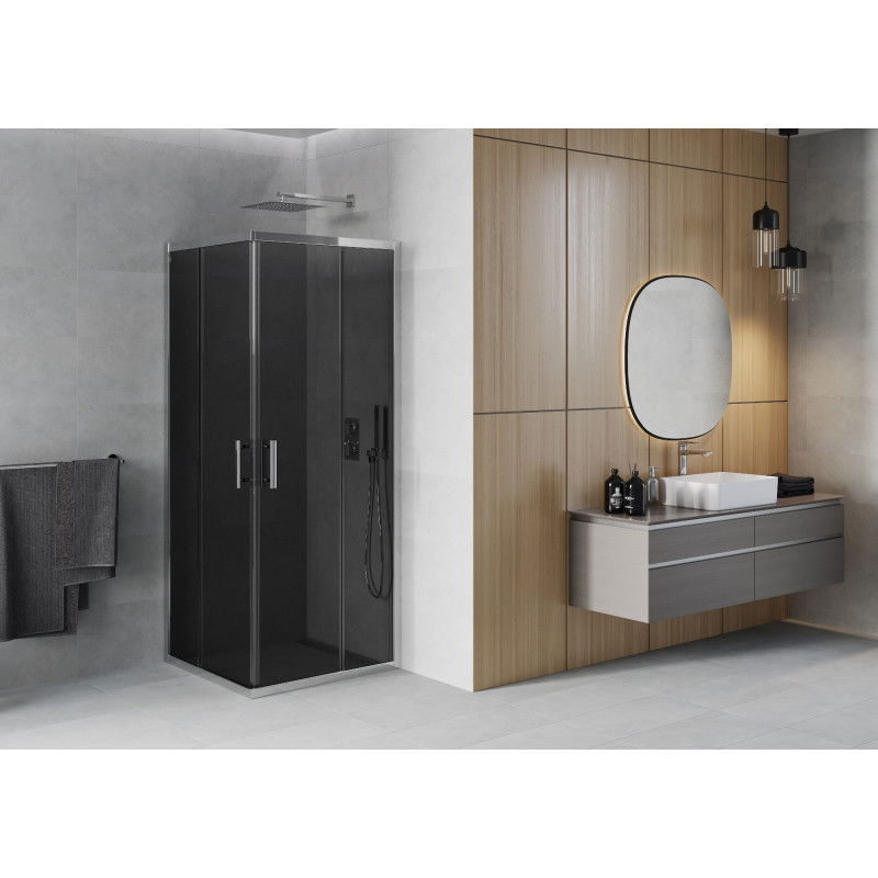 Mexen Rio négyzet alakú zuhanykabin 80 x 80 cm, grafit, króm - 860-080-080-01-40