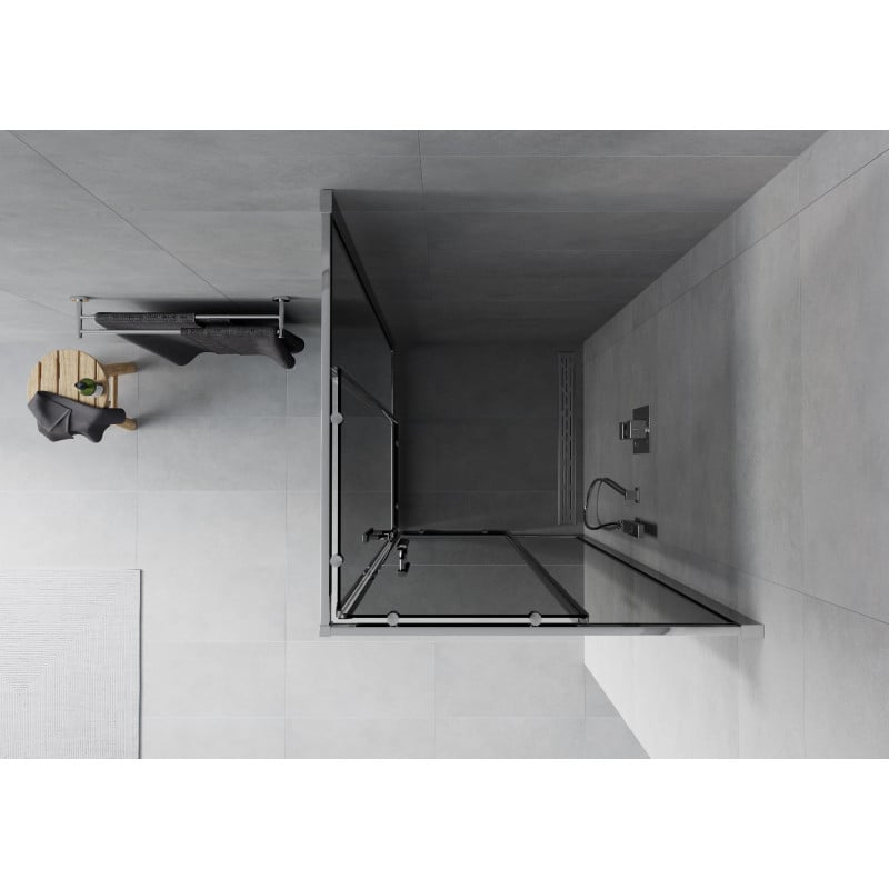 Mexen Rio négyzet alakú zuhanykabin, 90 x 90 cm, grafit, króm - 860-090-090-01-40