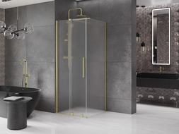 Mexen Velar cabina de duș glisantă 100 x 100 cm, mat, auriu periat - 871-100-100-31-55