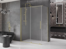 Mexen Velar cabină de duș culisantă 160 x 85 cm, înghețate, auriu periat - 871-160-085-31-55