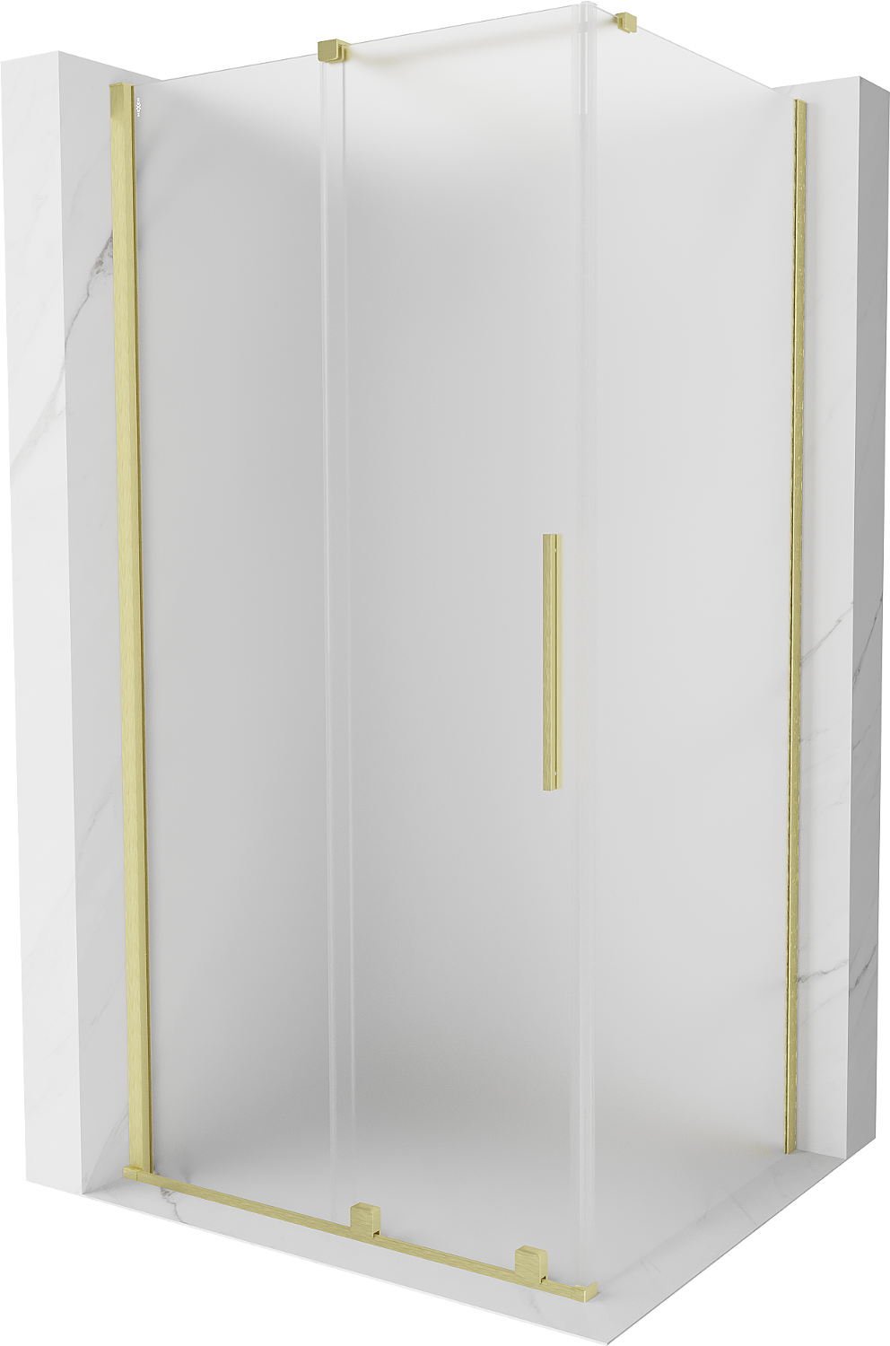 Mexen Velar cabină de duș glisantă 130 x 80 cm, geam mat, auriu periat - 871-130-080-31-55