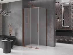Mexen Velar cabină de duș glisantă 100 x 120 cm, geam sablare, aur roz - 871-100-120-31-60