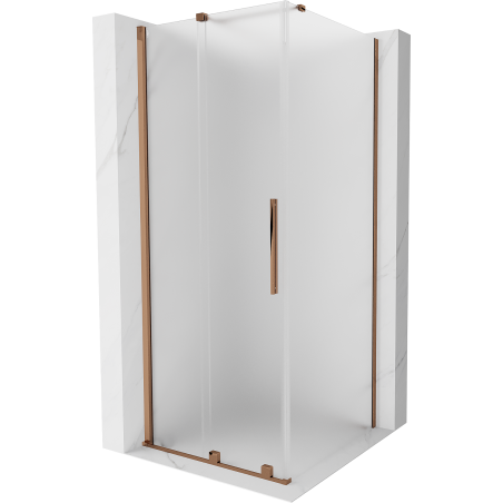 Cabină de duș culisantă Mexen Velar 100 x 100 cm, chihlimbar, aur roz - 871-100-100-31-60