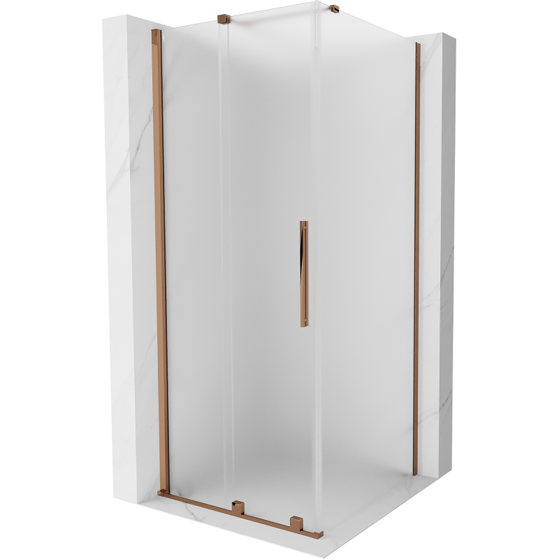 Mexen Velar 120 x 120 cm-es tolóajtós zuhanykabin, fagyott üveg, rózsaarany - 871-120-120-31-60