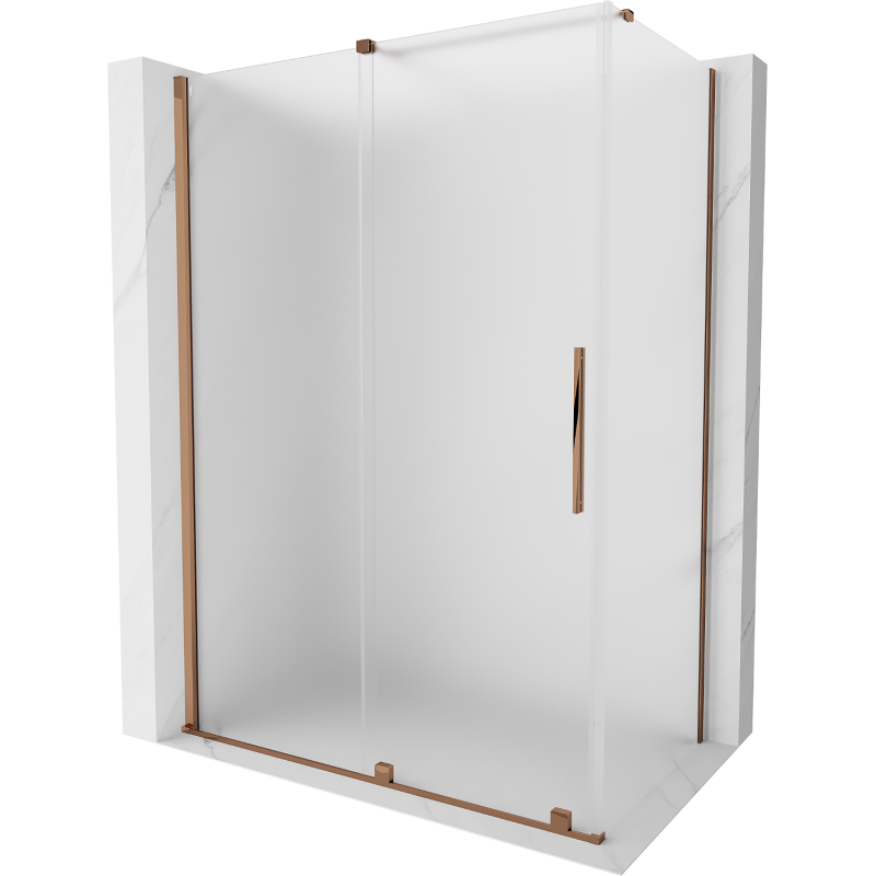 Mexen Velar cabina de duș glisantă 150 x 75 cm, înghețată, aur roz - 871-150-075-31-60