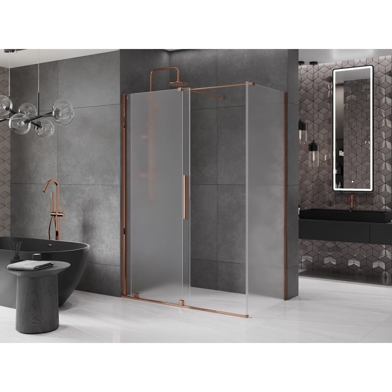 Mexen Velar cabina de duș glisantă 150 x 90 cm, înghețat, aur roz - 871-150-090-31-60