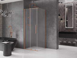Mexen Velar eltolható zuhanykabin 90 x 90 cm, tejüveg, kefe bronz - 871-090-090-31-65