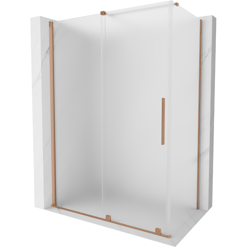 Mexen Velar tolóajtós zuhanykabin 130 x 70 cm, matt, kefélt réz - 871-130-070-31-65