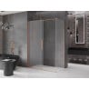 Mexen Velar tolóajtós zuhanykabin 140 x 70 cm, jégvirág, csiszolt réz - 871-140-070-31-65