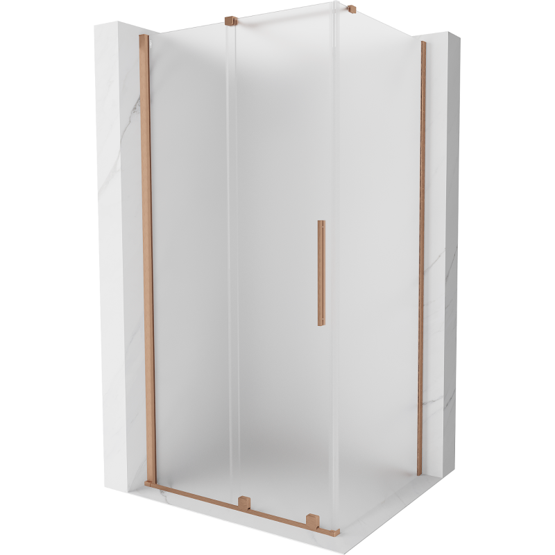 Mexen Velar tolóajtós zuhanykabin 130 x 100 cm, matt üveg, csiszolt réz - 871-130-100-31-65