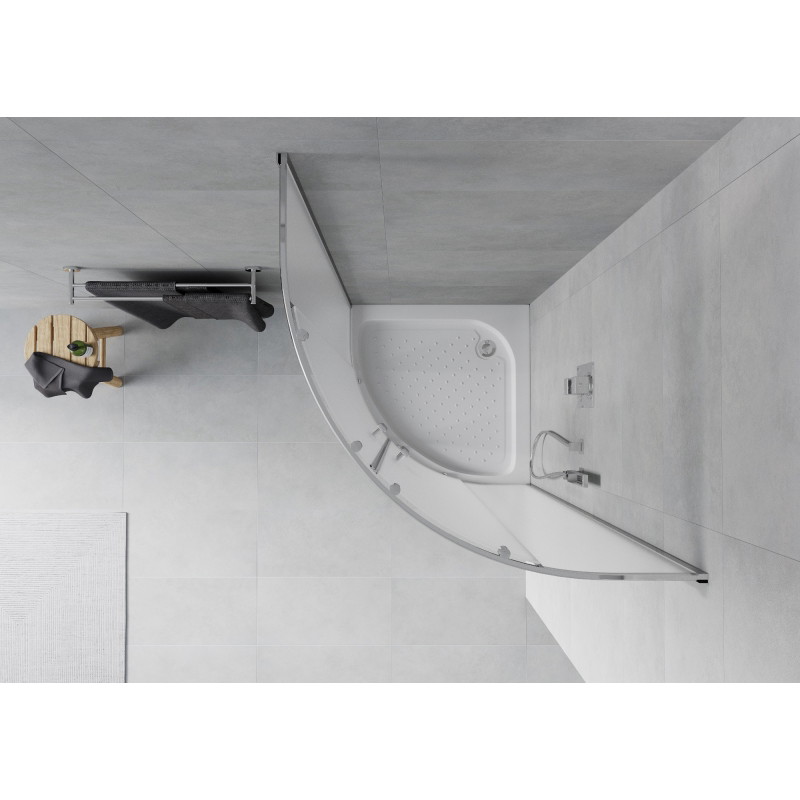 Mexen Rio cabină de duș semicirculară 70 x 70 cm, înghețat, crom + cadă de duș, alb - 863-070-070-01-30-4710
