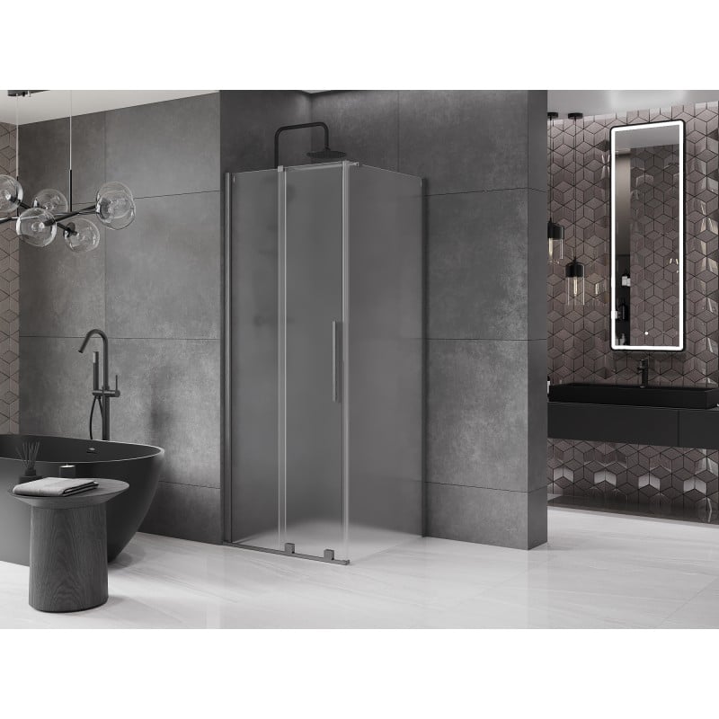 Mexen Velar cabina de duș glisantă 90 x 90 cm, mat, gri metalizat periat - 871-090-090-31-66