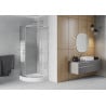 Cabina de duș Mexen Rio semi-rotundă 70 x 70 cm, dungi, crom + cadă Rio, alb - 863-070-070-01-20-4710