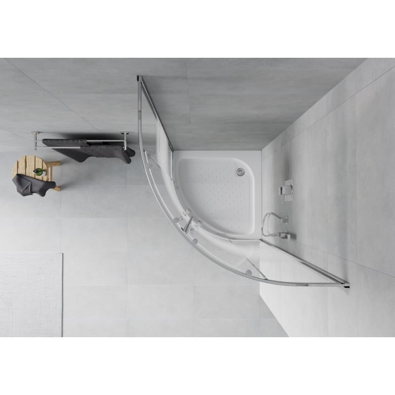 Mexen Rio félköríves zuhanykabin 80 x 80 cm, fehér csíkok, króm + zuhanytálca, fehér - 863-080-080-01-20-4710