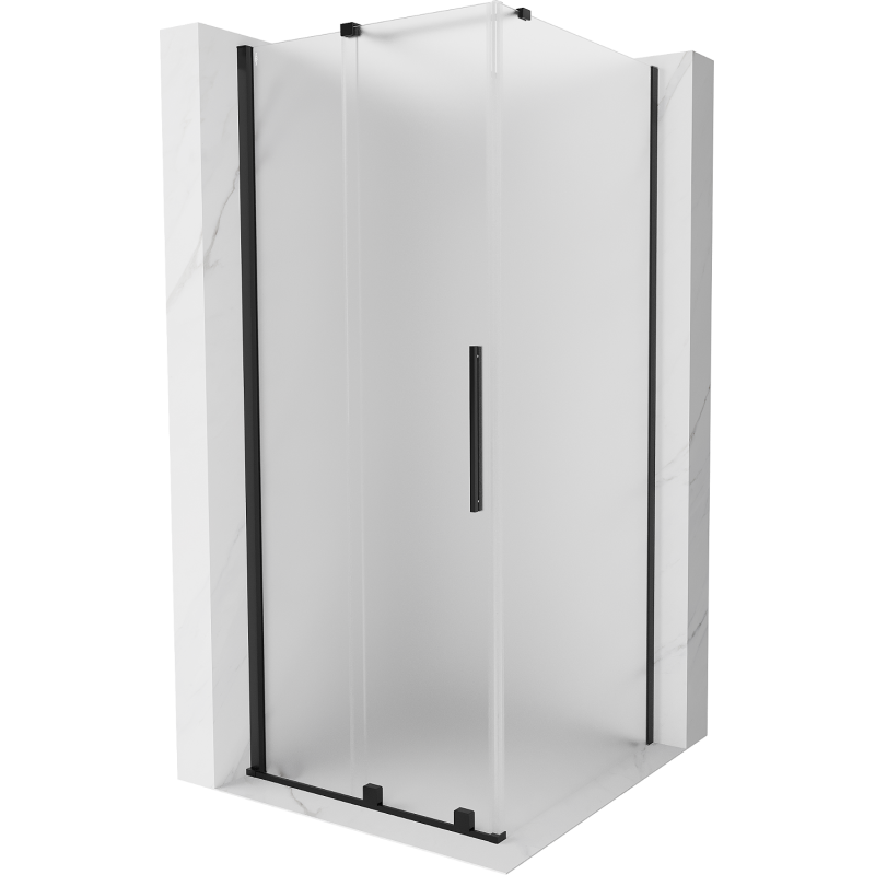 Mexen Velar cabină de duș culisantă 100 x 100 cm, înghețată, neagră - 871-100-100-31-70