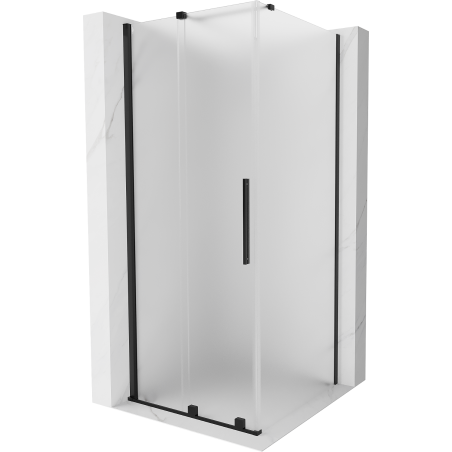 Mexen Velar cabină de duș culisantă 100 x 100 cm, înghețată, neagră - 871-100-100-31-70