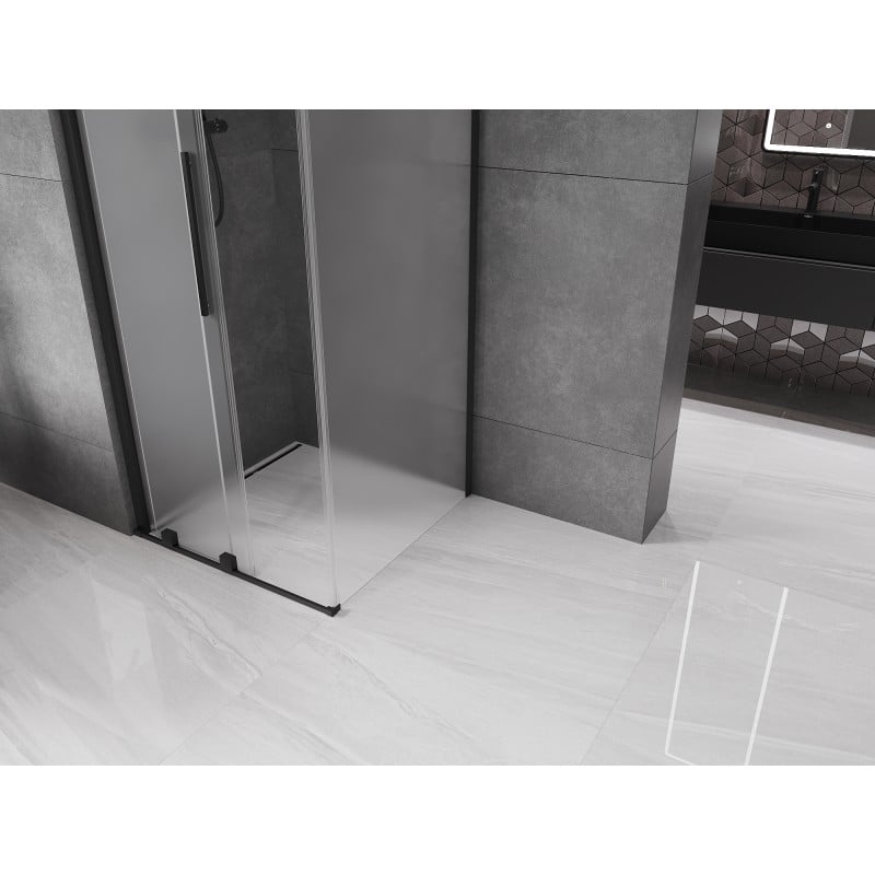 Mexen Velar cabină de duș culisantă 100 x 100 cm, înghețată, neagră - 871-100-100-31-70