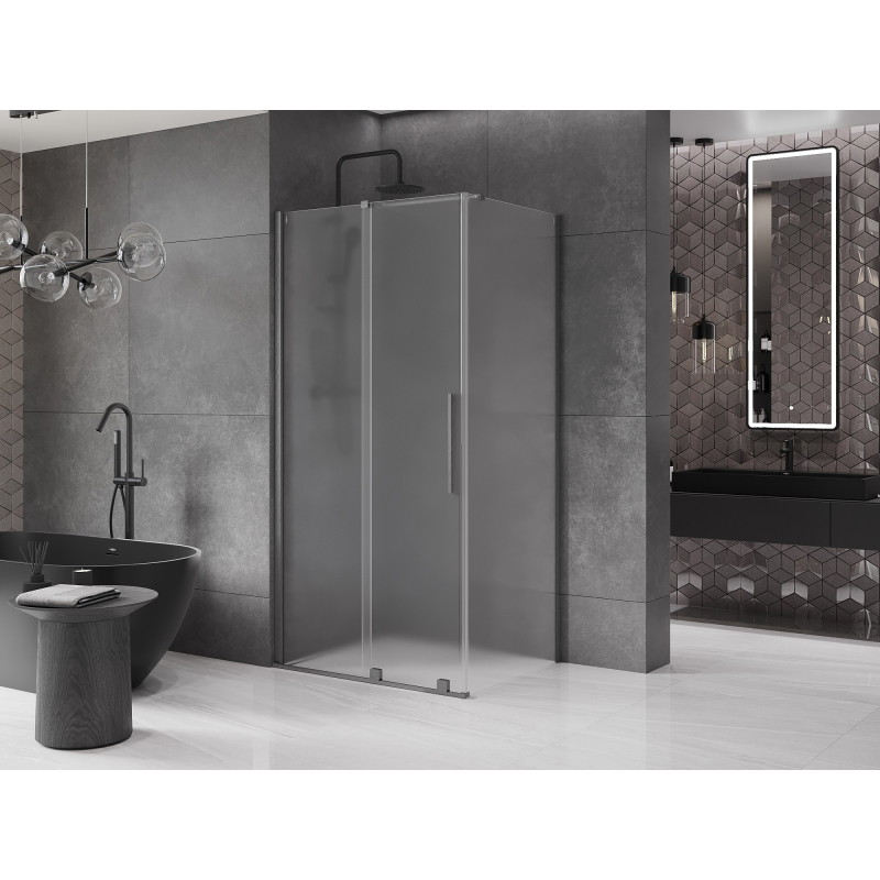 Mexen Velar cabina de duș glisantă 130 x 90 cm, înghețat, gri pistă periat - 871-130-090-31-66