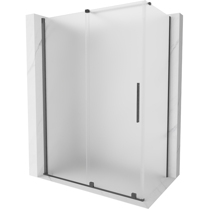 Mexen Velar cabina de duș extensibilă 160 x 75 cm, geam mat, gri închis periat - 871-160-075-31-66