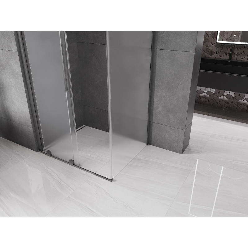 Mexen Velar 130 x 90 cm-es tolóajtós zuhanykabin, matt, gun gray kefélt - 871-130-090-31-66
