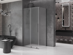 Cabină de duș glisantă Mexen Velar 140 x 100 cm, geam mat, gun gray periat - 871-140-100-31-66