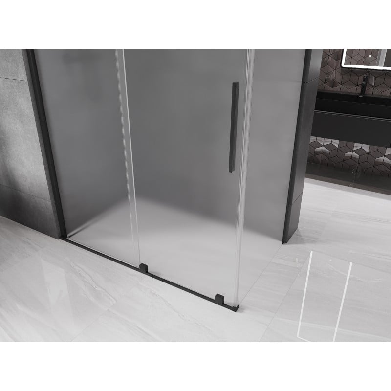 Mexen Velar cabină de duș culisantă 140 x 75 cm, înghețat, negru - 871-140-075-31-70