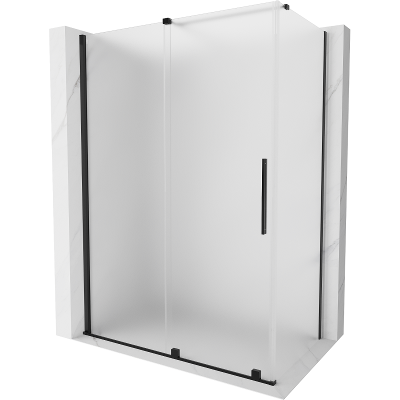 Mexen Velar cabină de duș glisantă 150 x 90 cm, înghețată, negru - 871-150-090-31-70