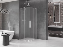 Mexen Velar Duo cabină de duș glisantă 100 x 100 cm, înghețat, crom - 871-100-100-32-01