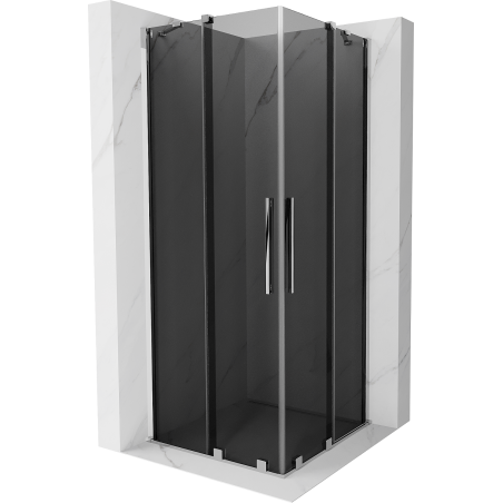 Mexen Velar Cabină de duș Duo cu uși glisante 90 x 90 cm, grafit, crom - 871-090-090-42-01