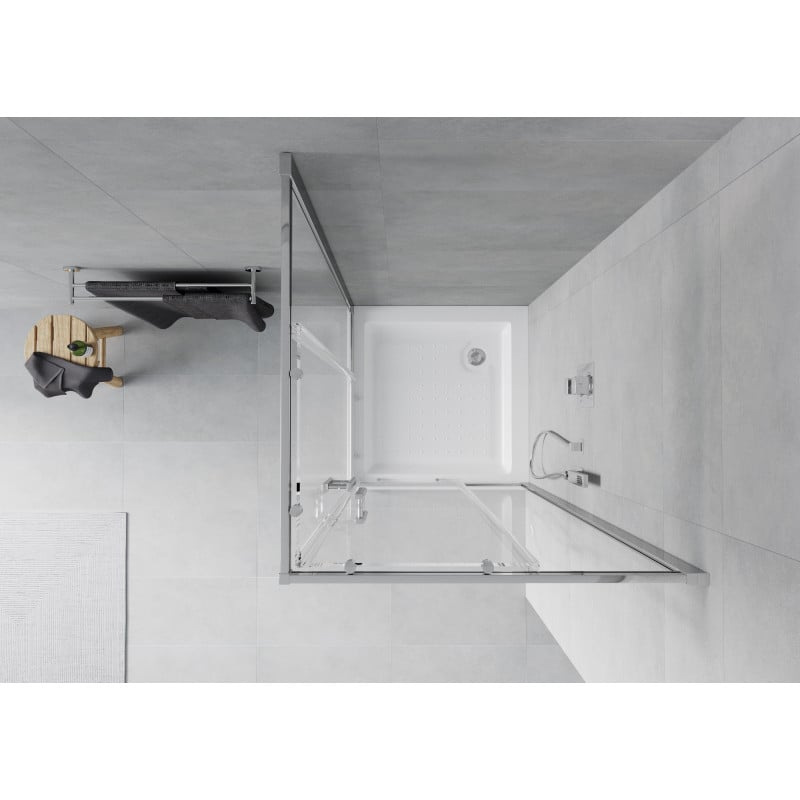 Mexen Rio cabină de duș pătrată 80 x 80 cm, transparent, crom + cadă Rio, alb - 860-080-080-01-00-4510