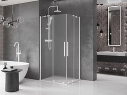 Mexen Velar Duo cabină de duș glisantă 90 x 80 cm, înghețată, albă - 871-090-080-32-20