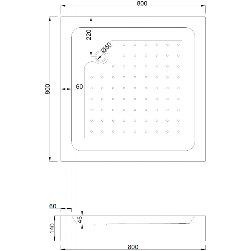 Mexen Rio cabină de duș pătrată 80 x 80 cm, transparent, crom + cadă Rio, alb - 860-080-080-01-00-4510