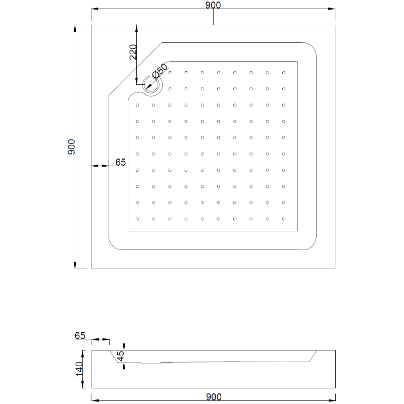 Mexen Rio 90 x 90 cm-es, négyzet alakú zuhanykabin, átlátszó, króm + zuhanytálca, fehér - 860-090-090-01-00-4510