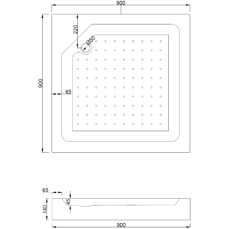 Mexen Rio négyszögletes zuhanykabin 90 x 90 cm, átlátszó, króm + Rio zuhanytálca, fehér - 860-090-090-01-00-4510