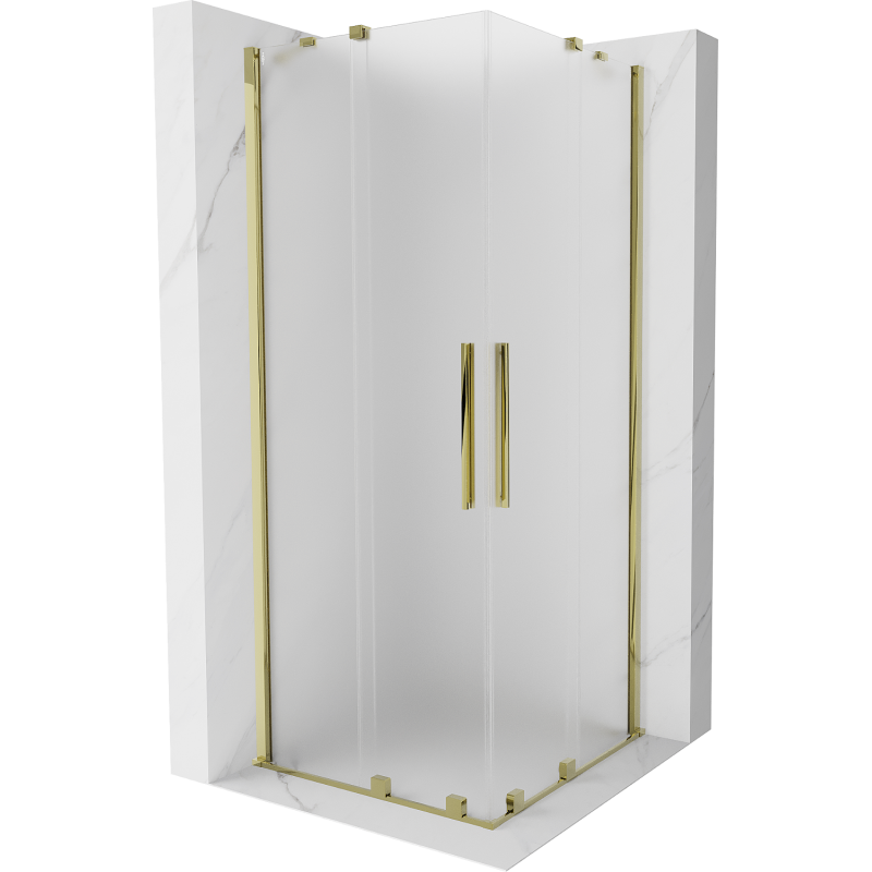Mexen Velar Duo cabină de duș glisantă 100 x 100 cm, îngheț, auriu - 871-100-100-32-50