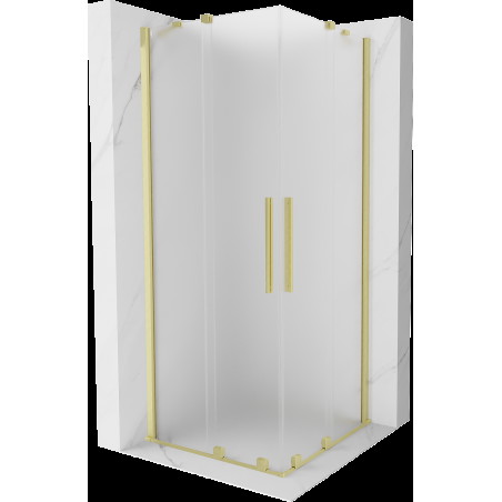 Mexen Velar Duo cabină de duș glisantă 90 x 90 cm, înghețat, auriu periat - 871-090-090-32-55