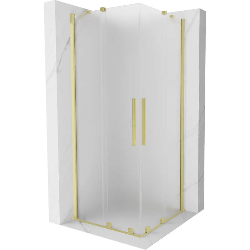 Mexen Velar Duo cabină de duș glisantă 100 x 100 cm, înghețat, auriu periat - 871-100-100-32-55