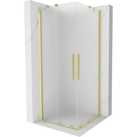 Mexen Velar Duo cabină de duș glisantă 100 x 100 cm, înghețat, auriu periat - 871-100-100-32-55