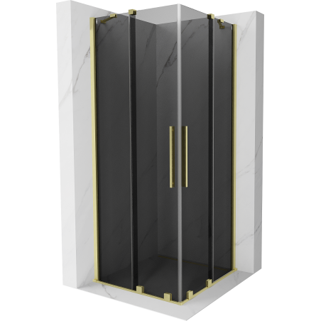 Mexen Velar Cabină de duș glisantă Duo 100 x 100 cm, grafit, aur periat - 871-100-100-42-55