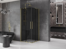 Mexen Velar Duo cabină de duș glisantă 100 x 100 cm, grafit, auriu periat - 871-100-100-42-55