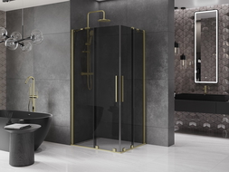 Mexen Velar Duo cabină de duș glisantă 100 x 90 cm, grafit, auriu periat - 871-100-090-42-55