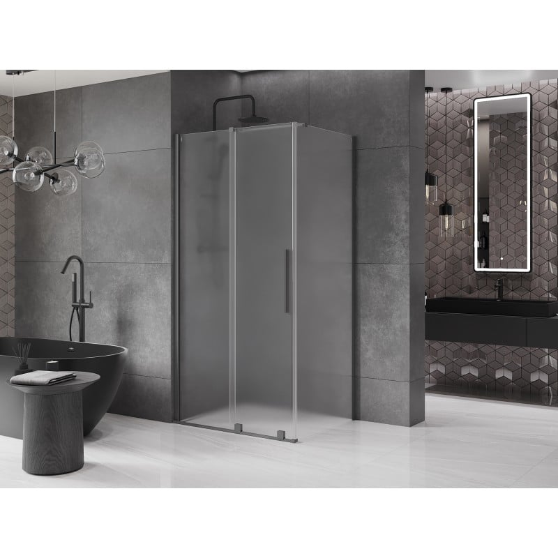 Mexen Velar cabină de duș glisantă 150 x 100 cm, mat, gun metal - 871-150-100-31-95