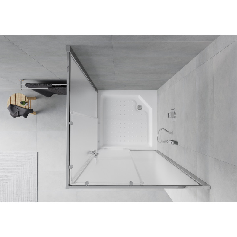 Mexen Rio 90 x 90 cm-es, szögletes zuhanykabin, deres, króm + fehér zuhanytálca - 860-090-090-01-30-4510