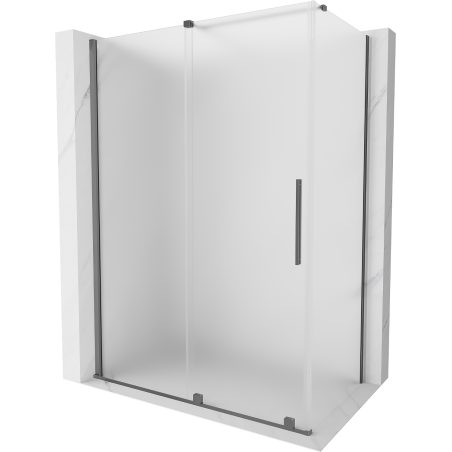 Mexen Velar zuhanyfülke tolóajtóval 160 x 80 cm, dér, szürke fém - 871-160-080-31-95