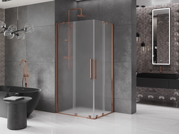 Mexen Velar Duo cabină de duș culisantă 90 x 80 cm, geam mat, aur roz - 871-090-080-32-60