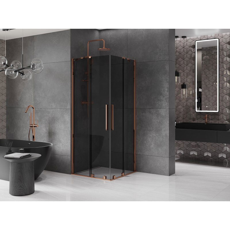 Mexen Velar Duo cabină de duș glisantă 100 x 100 cm, grafit, aur roz - 871-100-100-42-60