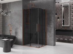 Mexen Velar Duo cabină de duș glisantă 100 x 90 cm, grafit, aur roz - 871-100-090-42-60
